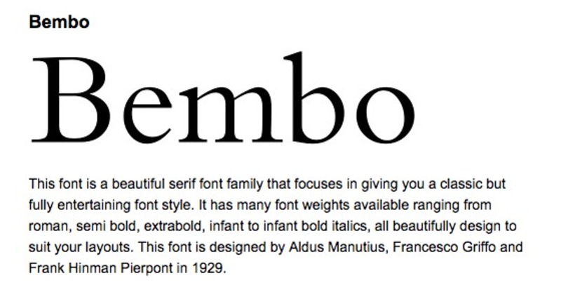 2. Bembo Font