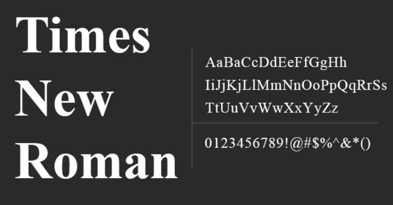 2. Times New Roman Font 