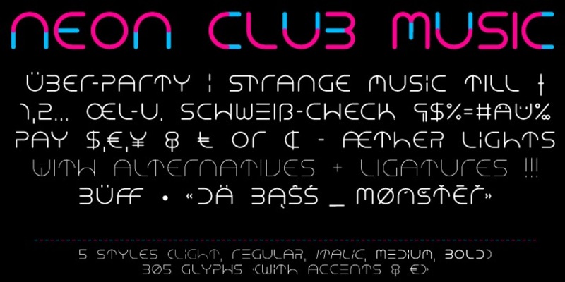 10. Neon Club Music Font