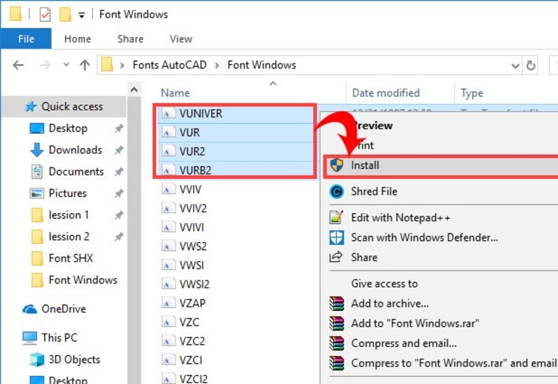 2. Cài đặt phông TTF (Font TrueType) cho AutoCAD