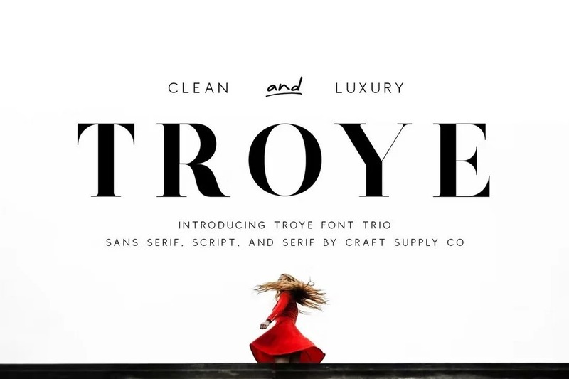 5. Troye – Clean & Luxury Font Trio