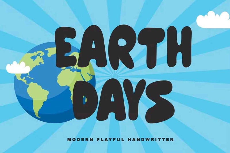 6. Earth Days Swash - Font chữ tròn béo hoa lá cành