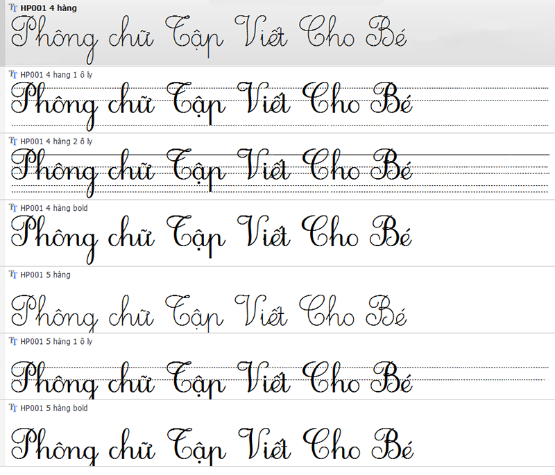 3. Font chữ HP001