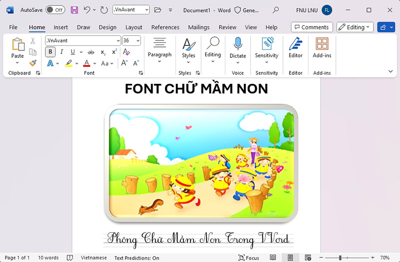 Font Chữ Mầm Non | Phông Chữ Mầm Non Trong Word